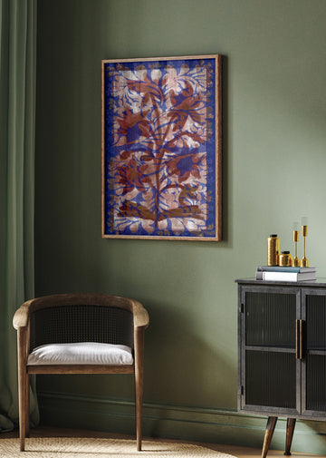 Blue Botanical Flourish | Poster - Room Interior 2