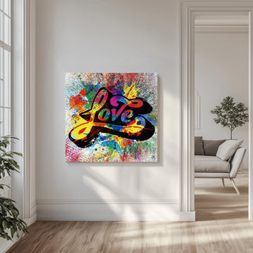 Colorful Love Splatter | Canvas - Room Interior 1
