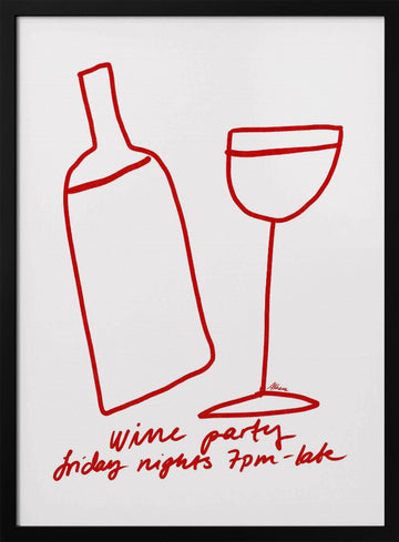 Wine Party | Poster - Black Metal Frame Interior