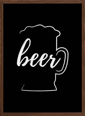 Beer Mug Calligraphy | Poster - Walnut Frame Interior
