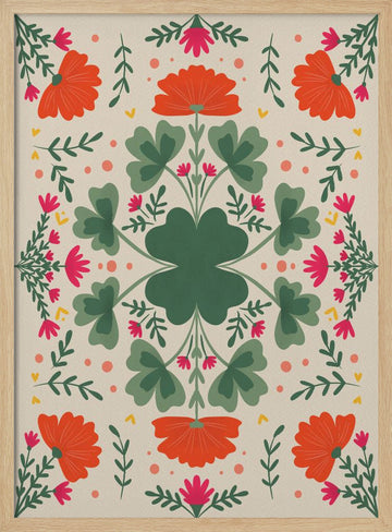 Vibrant Folk Floral | Poster - Wood Frame Interior