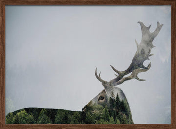Forest Deer Spirit | Poster - Walnut Frame Interior