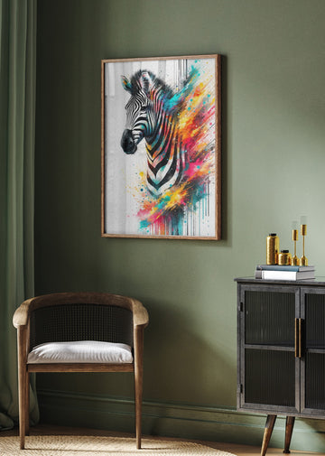 Colorful Zebra Splash | Poster - Room Interior 2