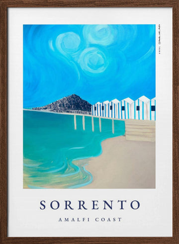 Sorrento Amalfi Coast Beach | Poster - Walnut Frame Interior
