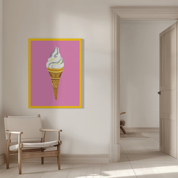 Pink Ice Cream Cone | Canvas - Room Interior 1
