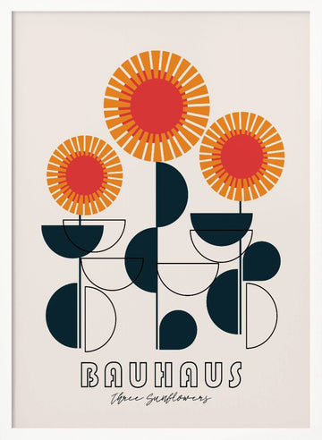 Modern Geometric Sunflowers | Poster - White Frame Interior