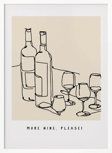 Wine Line Sketch | Poster - White Frame Interior