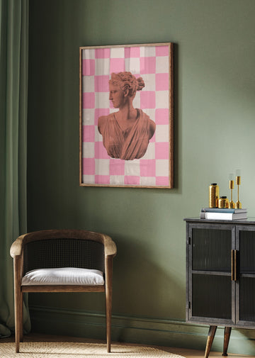 Pink Checkerboard Goddess | Poster - Room Interior 2