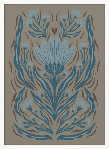 Muted Botanical Heart | Poster - White Frame Interior