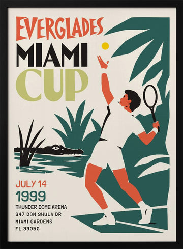 Miami Everglades Tennis | Poster - Black Metal Frame Interior