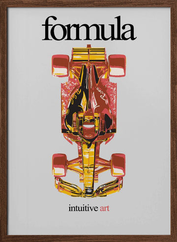 Vibrant Race Car Top View | Poster - Walnut Frame Interior