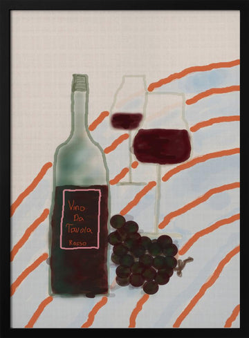 Italian Wine Still Life | Poster - Black Metal Frame Interior