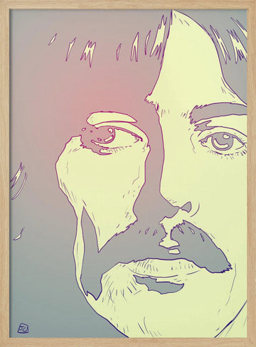Retro Man Portrait | Poster - Wood Frame Interior