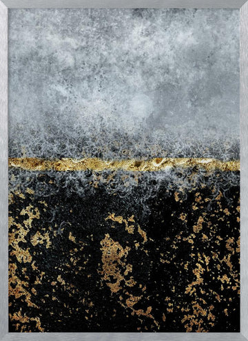 Golden Horizon Abstract | Poster - Silver Frame Interior