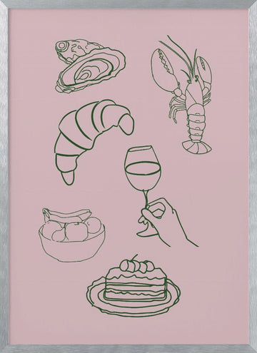 Gourmet Delight Icons | Poster - Silver Frame Interior