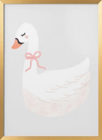 Cute Swan with Bow | Poster - Gold Frame Interior