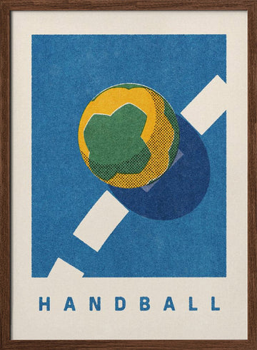 Retro Handball Action | Poster - Walnut Frame Interior
