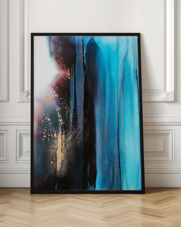 Deep Blue Gold Flow | Poster - Room Interior 1