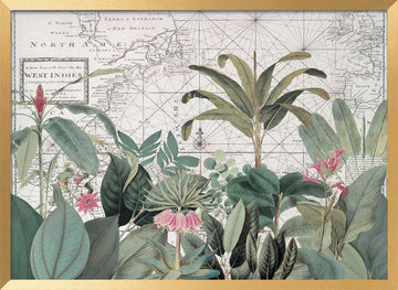 Vintage Map Botanicals | Poster - Gold Frame Interior