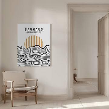 Bauhaus Striped Sun Waves | Canvas - Room Interior 1