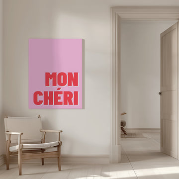Mon Cheri Love Typography | Canvas - Room Interior 1