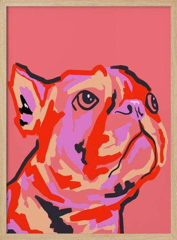 Colorful Pop Bulldog | Poster - Wood Frame Interior