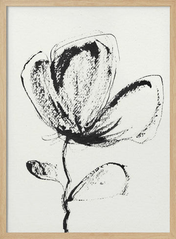 Expressive Ink Flower | Poster - Wood Frame Interior