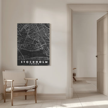 Minimalist Stockholm Map | Canvas - Room Interior 1