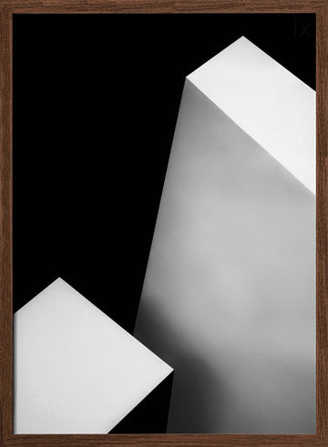 Stark White Geometry | Poster - Walnut Frame Interior