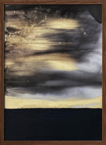 Abstract Golden Horizon | Poster - Walnut Frame Interior