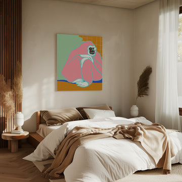 Thoughtful Pink Gorilla | Canvas - Room Interior 2