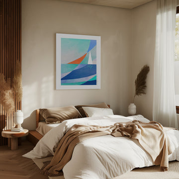 Geometric Ocean Sailboat | Canvas - Room Interior 2
