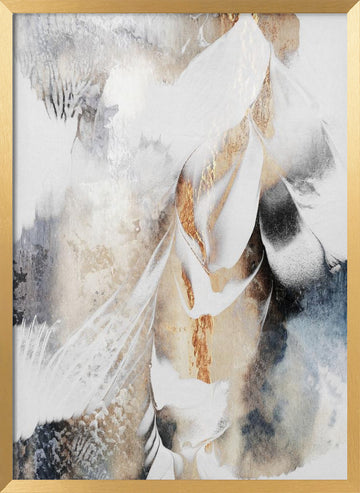 Golden Abstract Flow | Poster - Gold Frame Interior