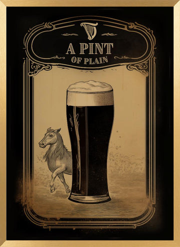 Irish Stout and Horse | Poster - Gold Frame Interior