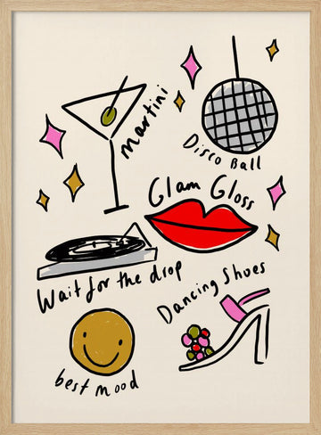 Glam Disco Fun | Poster - Wood Frame Interior