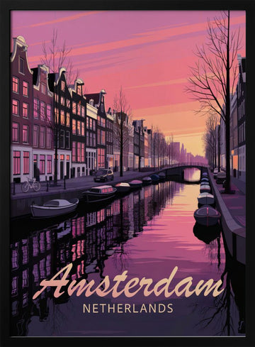 Amsterdam Sunset Canal | Poster - Black Metal Frame Interior