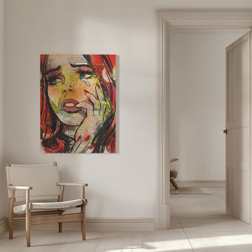 Crying Pop Art Woman | Canvas - Room Interior 1