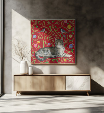 Floral Feline Harmony | Canvas - Room Interior 2