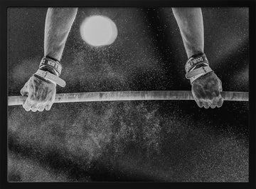 Chalked Hands on Bar | Poster - Black Metal Frame Interior
