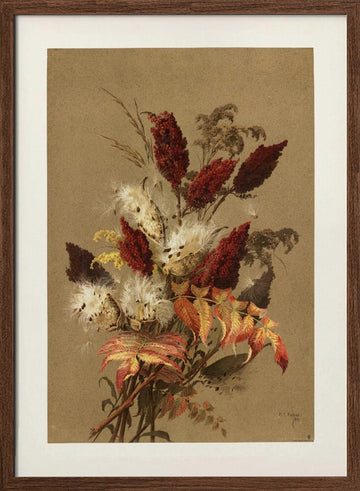 Sumac and Milkweed By Ellen Thayer Fisher | Poster - Walnut Frame Interior