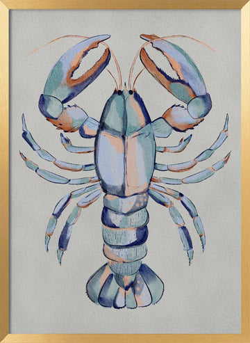Watercolor Blue Lobster | Poster - Gold Frame Interior