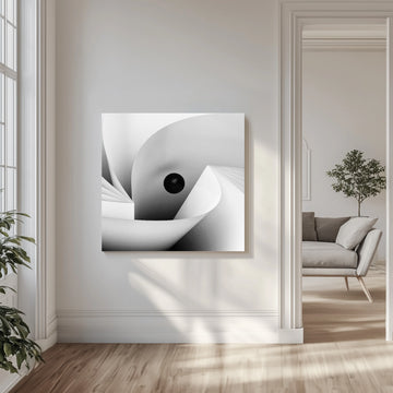 Black Sphere White Curves | Canvas - Room Interior 1