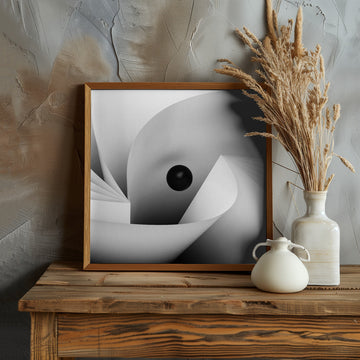 Black Sphere White Curves | Poster - Room Interior 1