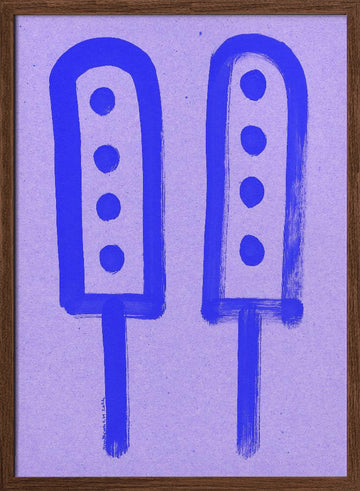 Retro Blue Ice Pops | Poster - Walnut Frame Interior