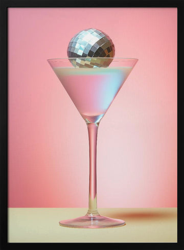 Pink Disco Martini | Poster - Black Metal Frame Interior