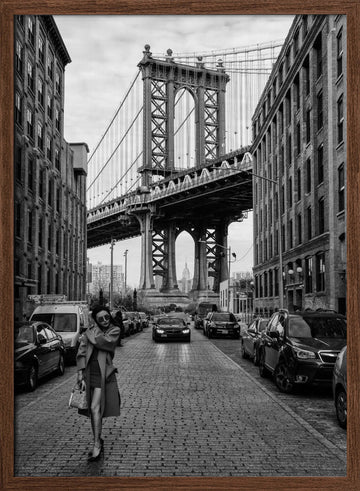 Manhattan Bridge Urban Style | Poster - Walnut Frame Interior