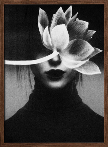 Elegant Lotus Portrait | Poster - Walnut Frame Interior