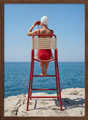 Summer Ocean Watch | Poster - Walnut Frame Interior