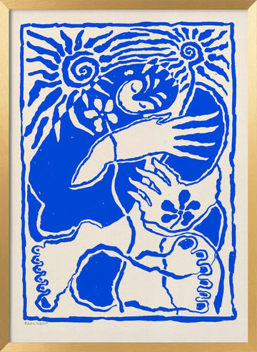 Protection (blue) | Poster - Gold Frame Interior