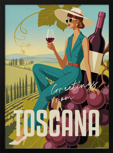 Tuscan Wine Country Style | Poster - Black Metal Frame Interior